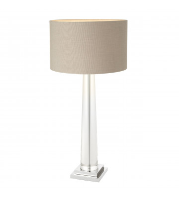 Oasis table lamp in transparent crystal and ivory lampshade H103 cm
