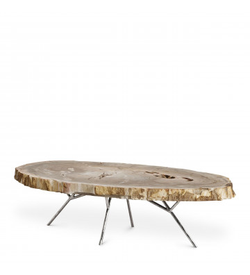 Coffe Table Barrymore in steel and light fossil wood - Eichholtz - Nardini Forniture