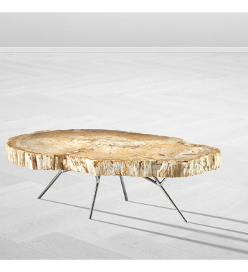 Coffe Table Barrymore in acciaio e legno fossile chiaro - Eichholtz - Nardini Forniture