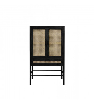 Mobile contenitivo Nipas in legno nero e paglia di Vienna 90x45x160 cm - Light&Living - Nardini Forniture