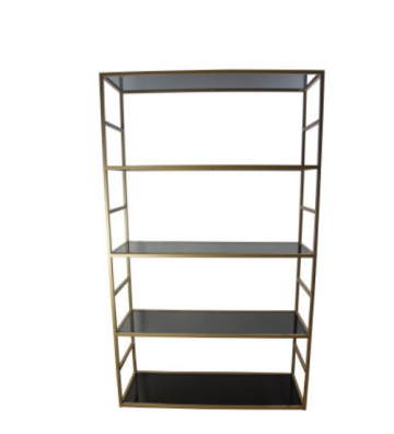Etagere 5 shelves in black and gold fume glass - Nardini Forniture