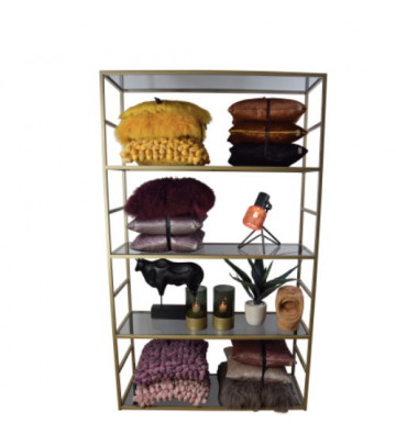 Etagere 5 shelves in black and gold smoked glass