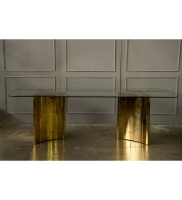 Dining table top in glass and triangular legs brass 240xH95x76cm - Nardini Forniture