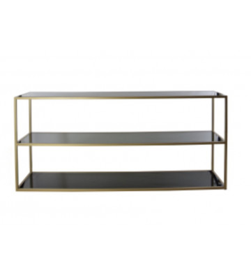 Black smoked glass console and matt gold 180x40x80cm - Nardini Forniture