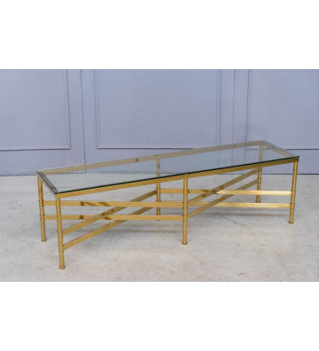 Glass and polished brass smoke table 150x40x43cm - Nardini Forniture
