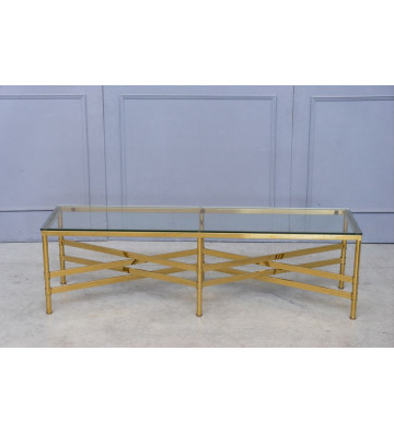 Smoking table in glass and polished brass 150x40x43cm