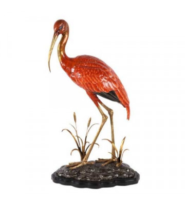 Red Crane figurine in porcelain and brass H70x46cm