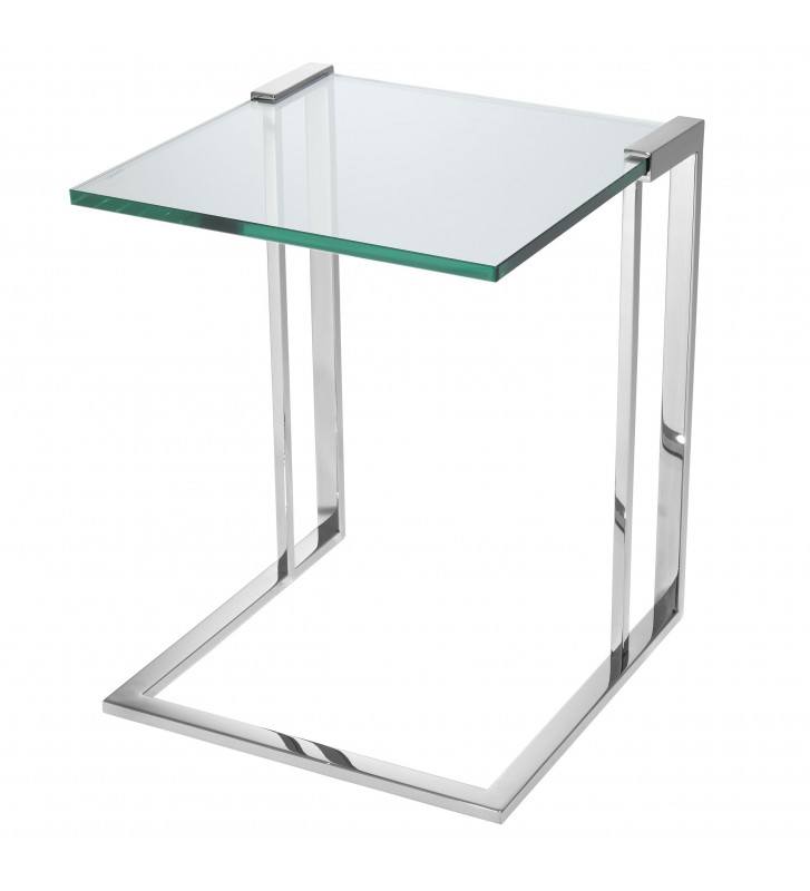 Side Table Perry in acciaio argento e vetro 45xH56cm - Eichholtz - Nardini Forniture