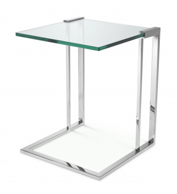 Side Table Perry in silver steel and glass 45xH56cm