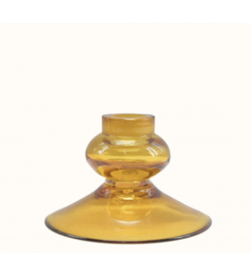 Portacandele in vetro giallo piccolo 10x7cm