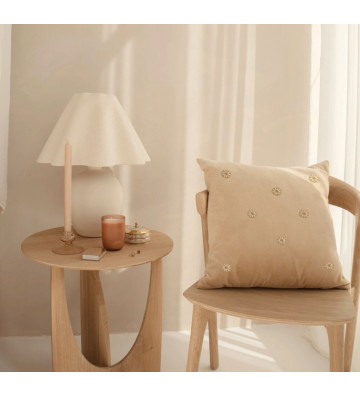 Cuscino in velluto beige con margherite in perline 45x45cm - Nardini Forniture