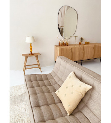 Cuscino in velluto beige con margherite in perline 45x45cm - Nardini Forniture