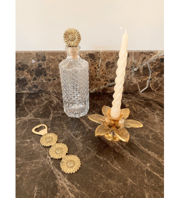 Gold daisy and cork bottle stopper 4,5x4,5cm