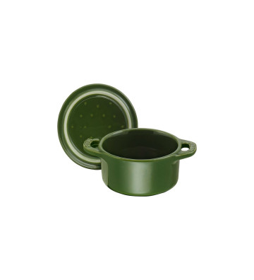 Mini round cocotte in green ceramic Staub 10cm