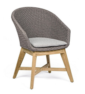 Dining chair Coachella in grey rope for outdoor 64xH85cm