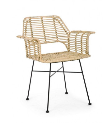 Tunas outdoor chair with armrests in natural fiber - Nardini Forniture