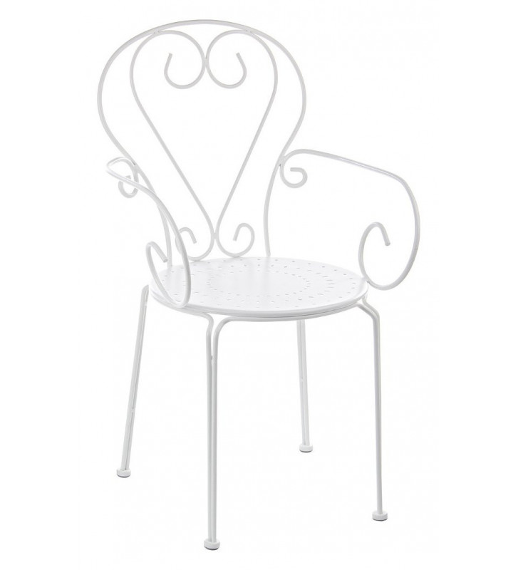 Etienne outdoor white metal chair H89x49CM - Nardini Forniture