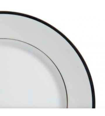 Ginger dessert plate in white and silver porcelain Ø20cm