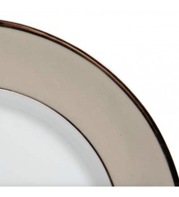 Ginger dessert plate in dove gray porcelain and silver Ø20cm