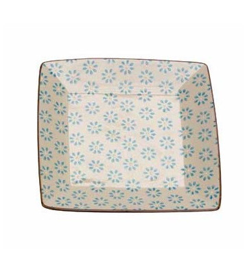 Square sweet plate Bohemian blue flowers 18x18cm - Chehoma - Nardini Forniture