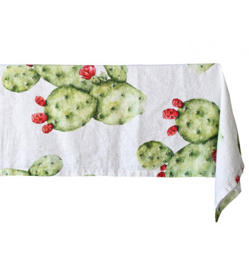 Cotton tablecloth with Fico d'india print 160x320cm - Nardini Forniture