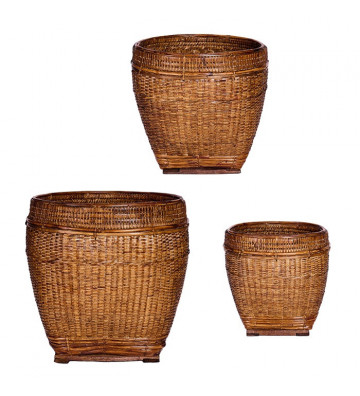 Round rattan baskets / 3 sizes - Nardini Forniture