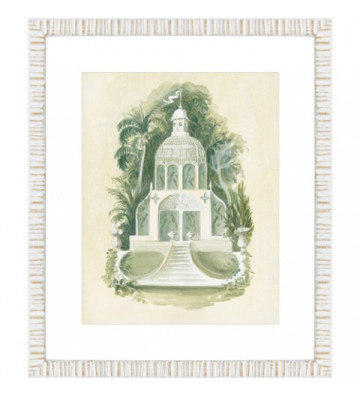 Aviary picture with white wooden frame 42x57cm