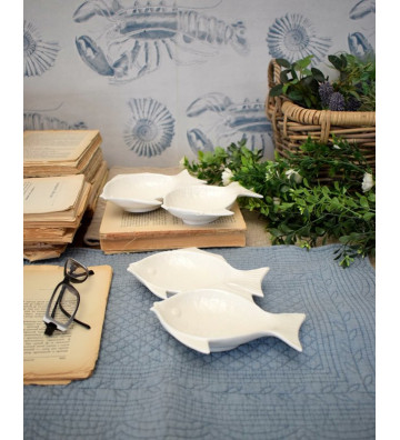 Base plate white ceramic fish 22x15cm - Nardini Forniture