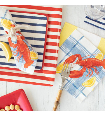 Lobster paper napkins with lemons - 20pcs
