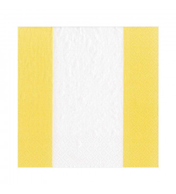 White and yellow striped paper napkins - 20pz - Caspari - Nardini Forniture