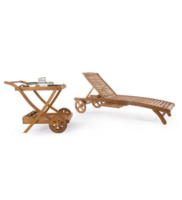 Acacia wood exterior trolley with wheels - Nardini Forniture