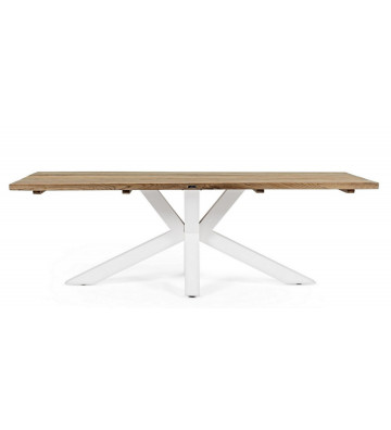 Outdoor dining table in recycled teak - white legs