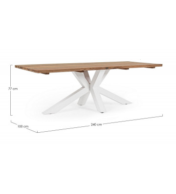 Rectangular dining table for outdoor in recycled teak - white legs - Nardini Forniture