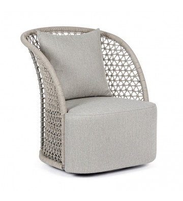 Swivel outdoor armchair with braid and dove cushions - Nardini Forniture