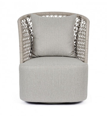 Swivel outdoor armchair with braid and dove cushions - Nardini Forniture