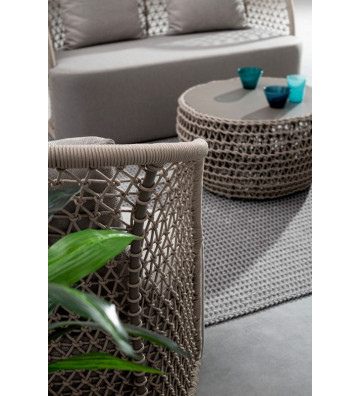 Swivel outdoor armchair with braid and dove cushions - Nardini Forniture