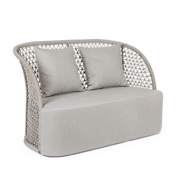 Outdoor sofa in rope and dove fabric - Nardini Forniture
