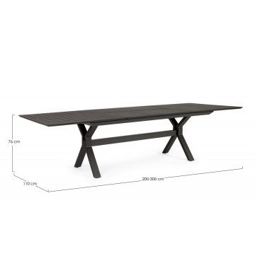 Dining table for outdoor extendable dark grey 200-300x110cm - Nardini Forniture