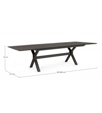 Extendable dark gray outdoor dining table 200-300x110cm