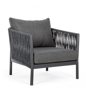 Anthracite grey rope outdoor armchair - Nardini Forniture