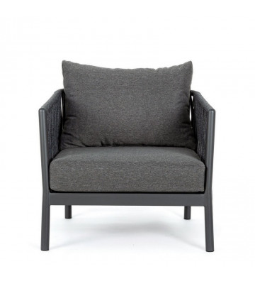 Outdoor armchair in anthracite gray rope