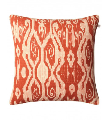 Ikat Madras square pillow sheet in red and pink linen 50x50cm - Nardini Forniture
