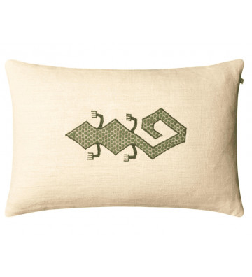 Green embroidered Gecko rectangular cushion cover 40x60cm