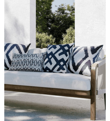 Fodera cuscino quadrato da esterno Dadra Bianco e Blu 50x50cm - Nardini Forniture