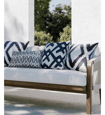 Square cushion cover outdoor Dadra White and Blue 50x50cm - Nardini Forniture