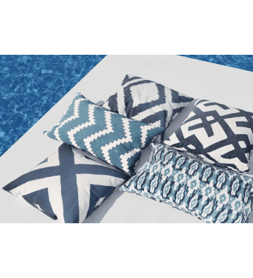Square cushion cover outdoor Dadra White and Blue 50x50cm - Nardini Forniture
