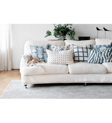 Fodera cuscino a pois in lino Bianco e Blu 40x60cm - Nardini Forniture