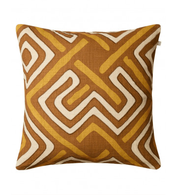 Fodera per cuscino in lino Gujarat geometrico giallo 50x50cm - Nardini Forniture