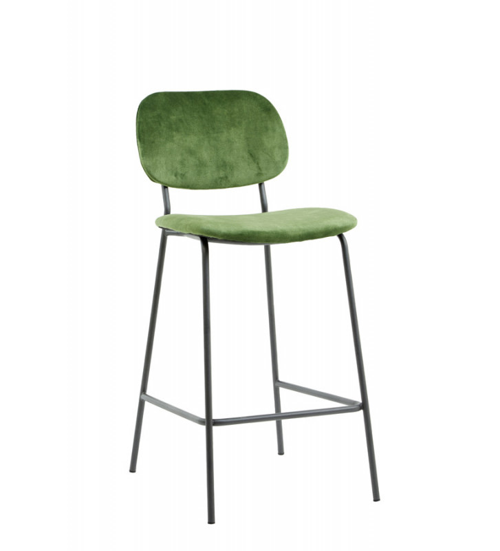Sedia sgabello in velluto verde H92cm - Light&Living - Nardini