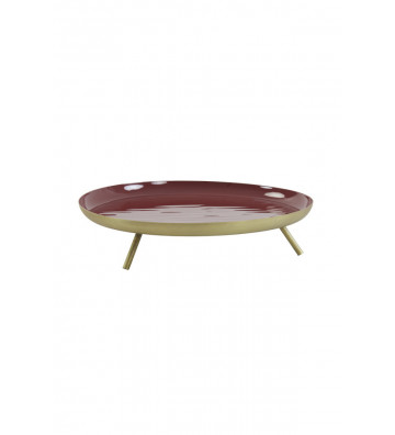 Piatto su base in metallo laccato rosso e oro Ø35X8cm - Light&Living - Nardini Forniture